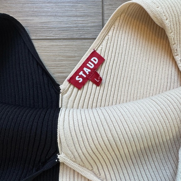 STAUD Black and Cream Dress - Picture 2 of 5